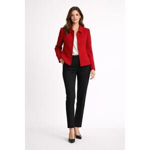 Vintage Nordstrom Red Wool Blend Blazer Jacket Womens Medium Classic Career